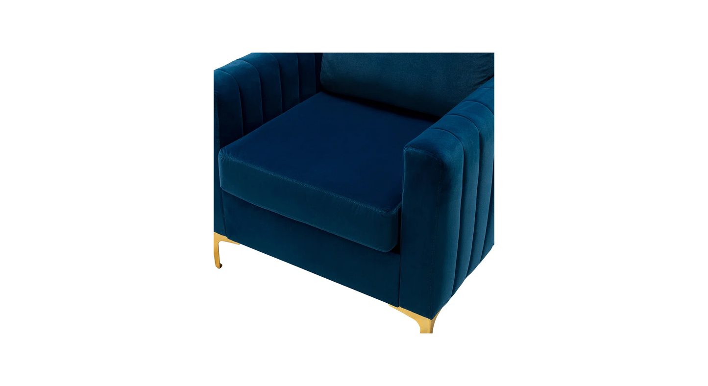 Doe Buck Velvet Rafeal  Accent Chair/Lounge Chair for  Living Room, Bedroom, Armchair Sofa Chair with Gold Legs.