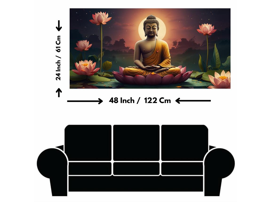 Buddha Ji Sitting on Flower with Chakra Behind Head