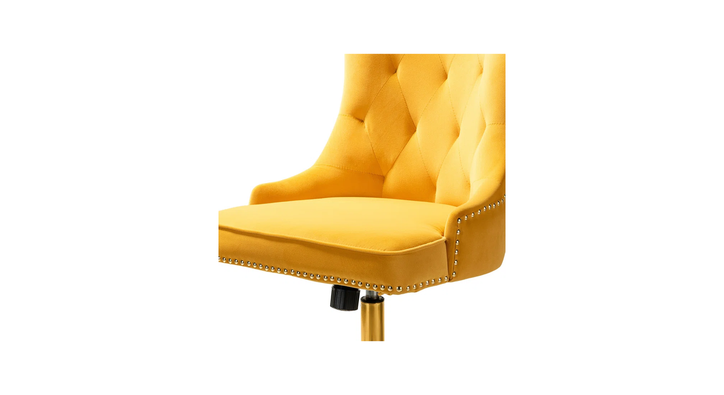 Doe Buck Velvet Swen task chair /study chair /office chair   for  study  Room, office  , swivel Armchair  with Gold base