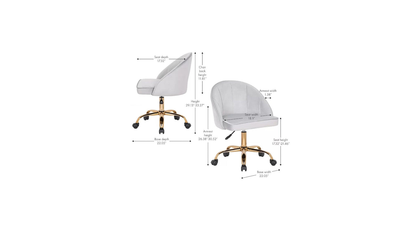 Doe Buck Velvet Hindmen  task chair /study chair /office chair   for  study  Room, office  , swivel Armchair  with Gold base