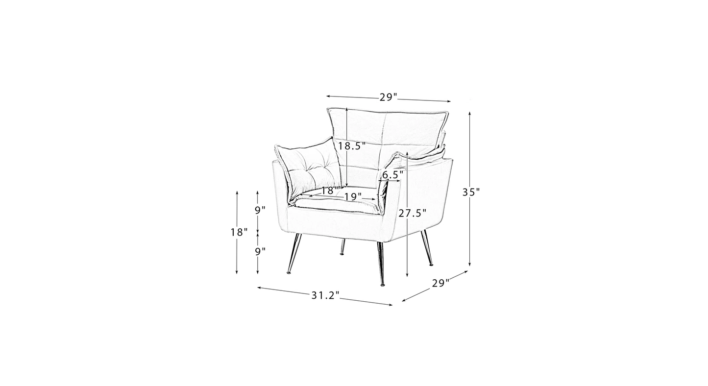 Doe Buck Velvet fyn Accent Chair/Lounge Chair for  Living Room, Bedroom, Armchair Sofa Chair with Gold Legs.