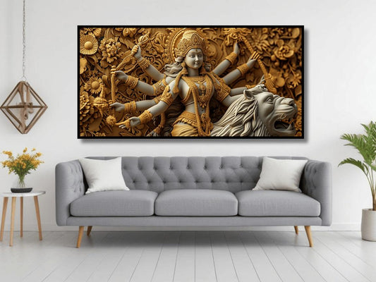 Durga Devi With lion: Wall Paintings by Canvas Myntra