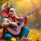 Four Arms Ganesh Ji Playing Guitar Statue - Unique Artistic Decor