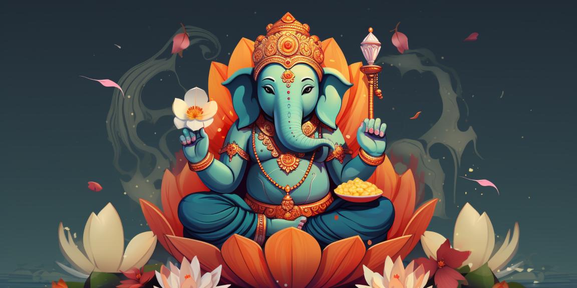 Ganesh Ji Sitting on Lotus Flower Idol - Divine Home Decor & Gift