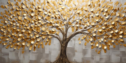 Gold Leaf tree: Wall Paintings by Canvas Myntra