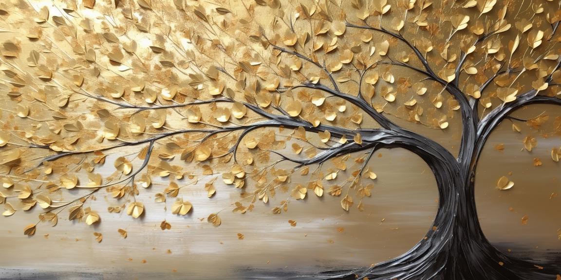 Gold Leaf tree vintage: Wall Paintings by Canvas Myntra