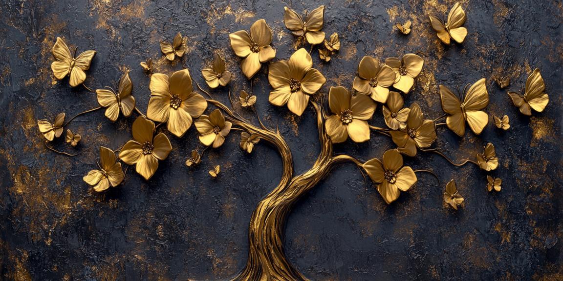 All gold In tree: Wall Paintings by Canvas Myntra