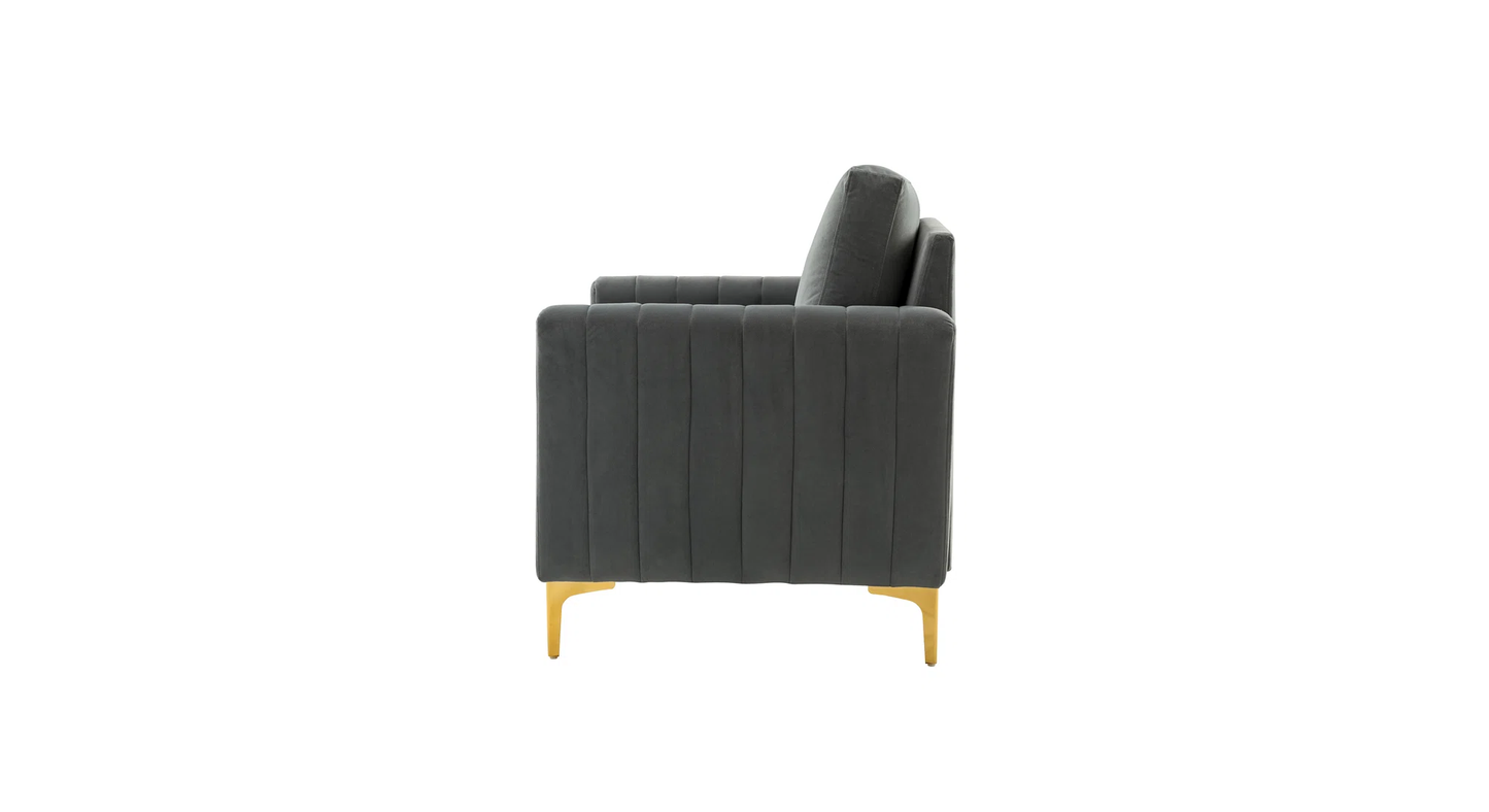 Doe Buck Velvet Rafeal  Accent Chair/Lounge Chair for  Living Room, Bedroom, Armchair Sofa Chair with Gold Legs.