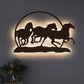 Beautiful Running Horse Backlit Wooden Wall Decor with LED Night Light Walnut Finish