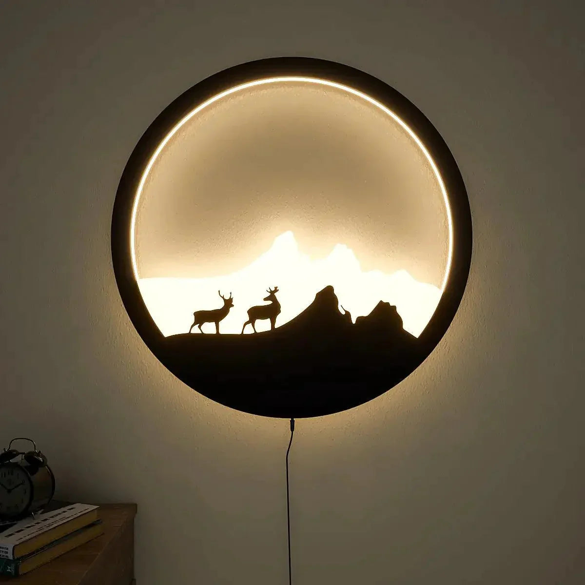 Beautiful Scenery Deer Wooden LED Wall Light Backlit Wall Art