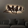 Birds on Branch Backlit Wooden Wall Hanging with Warm LED Glow