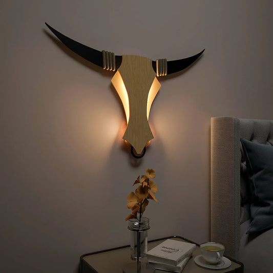 Bull Backlit Wall Art / Night Light, Walnut or Oak Finish