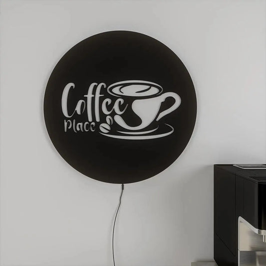 Circular ‘COFFEE PLACE’ Acrylic Decor | Perfect for Coffee Shops