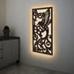 Beautiful Bird with Flower Backlit Wooden Wall Hanging with LED Night Light Walnut Finish