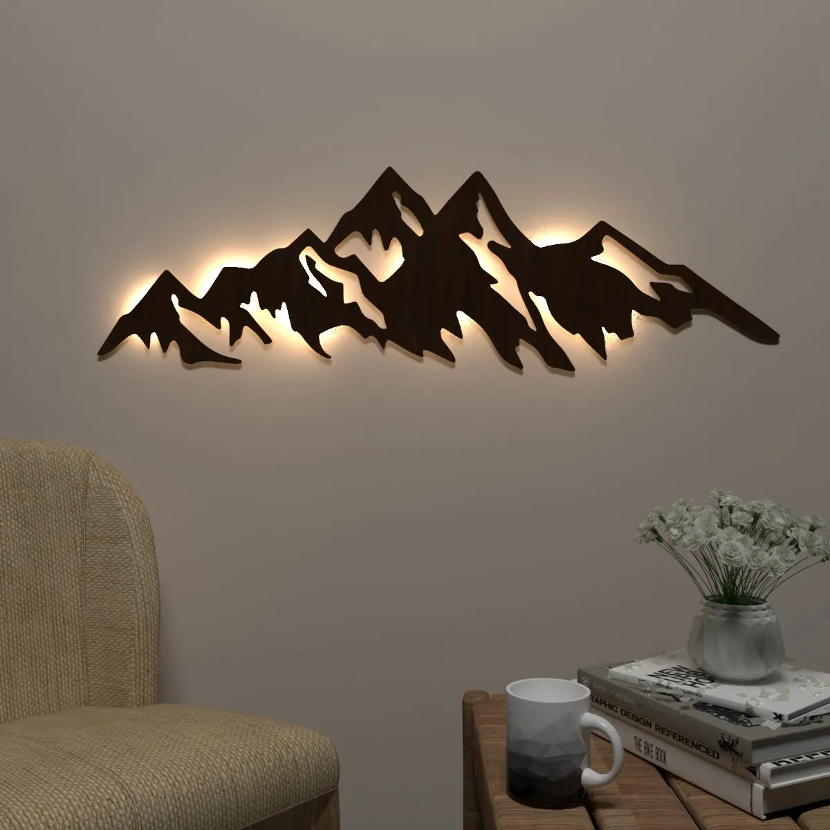 Trekking Backlit Wooden Wall Decor with LED Night Light