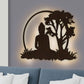 Spiritual God Buddha Art Backlit Wooden Wall Hanging with LED Night Light Walnut Finish