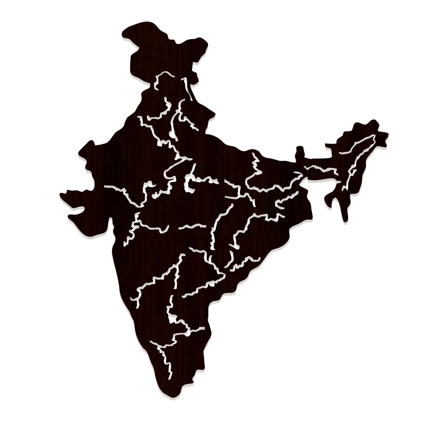 India Map Backlit Wooden Wall Decor | LED Night Light with Walnut Finish