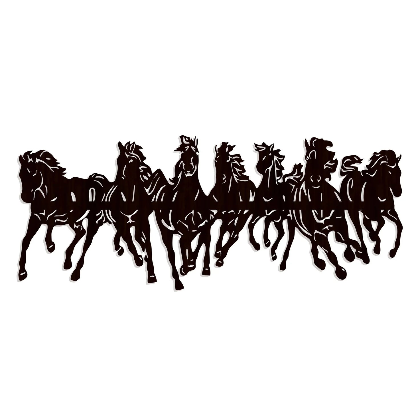 Beautiful 7 Running Horses Backlit with LED Wooden Wall Hanging