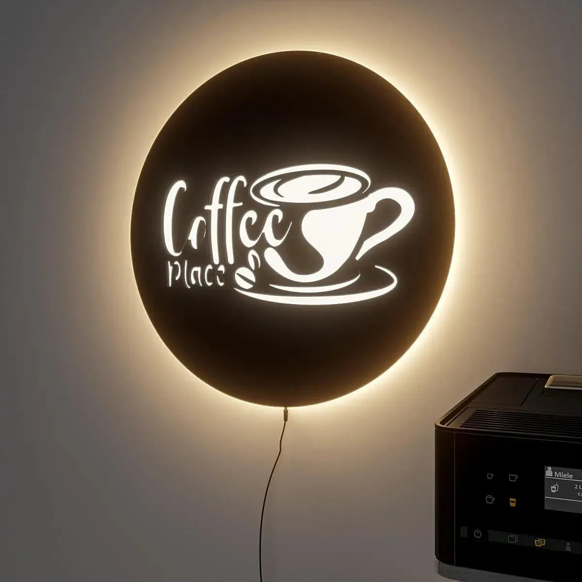 Circular ‘COFFEE PLACE’ Acrylic Decor | Perfect for Coffee Shops