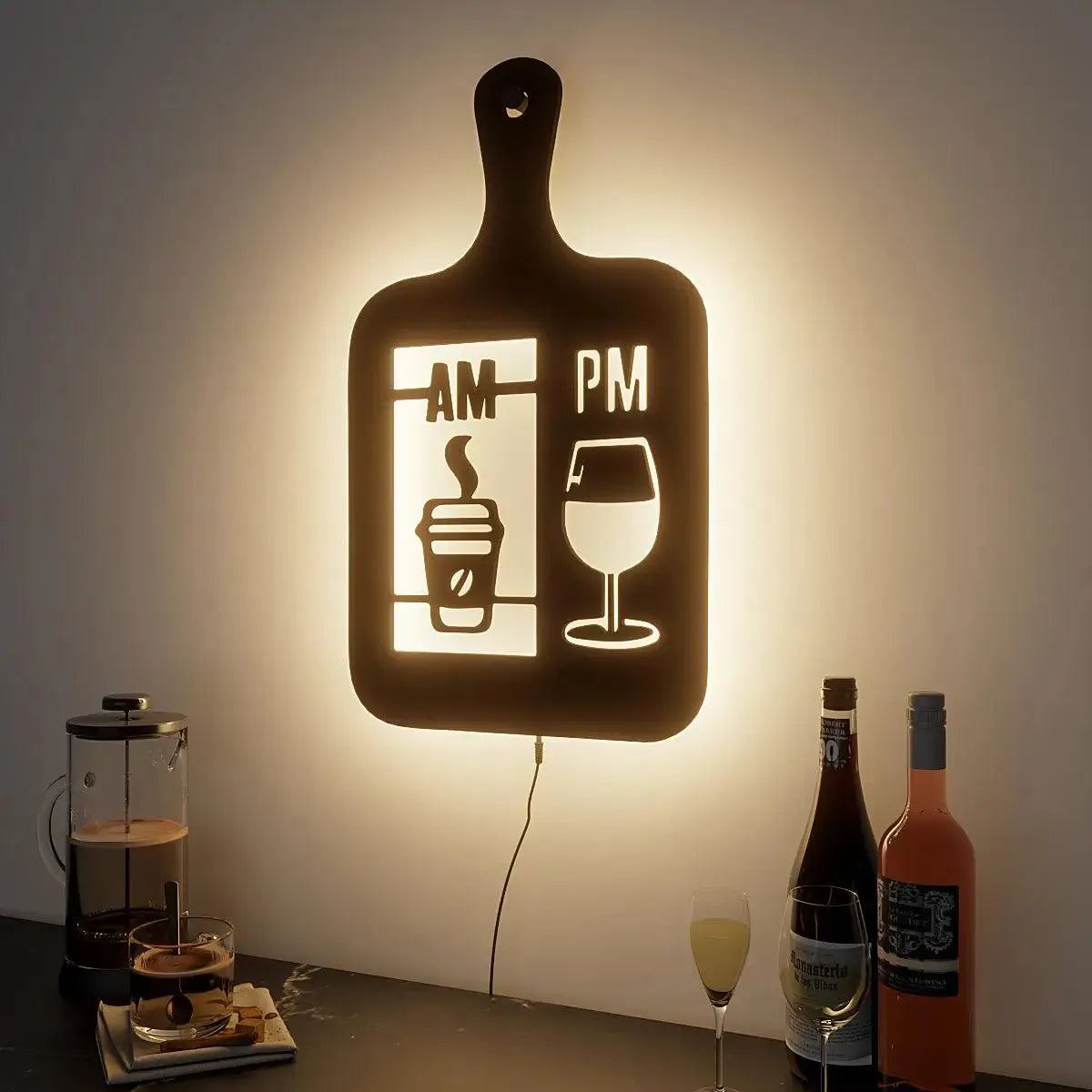 Cooking Pan-shaped Kitchen Backlit Acrylic Wall Art for Chefs