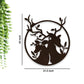 Loving Deer in Round Shaped Backlit Wooden Wall Decor with LED Night Light Walnut Finish