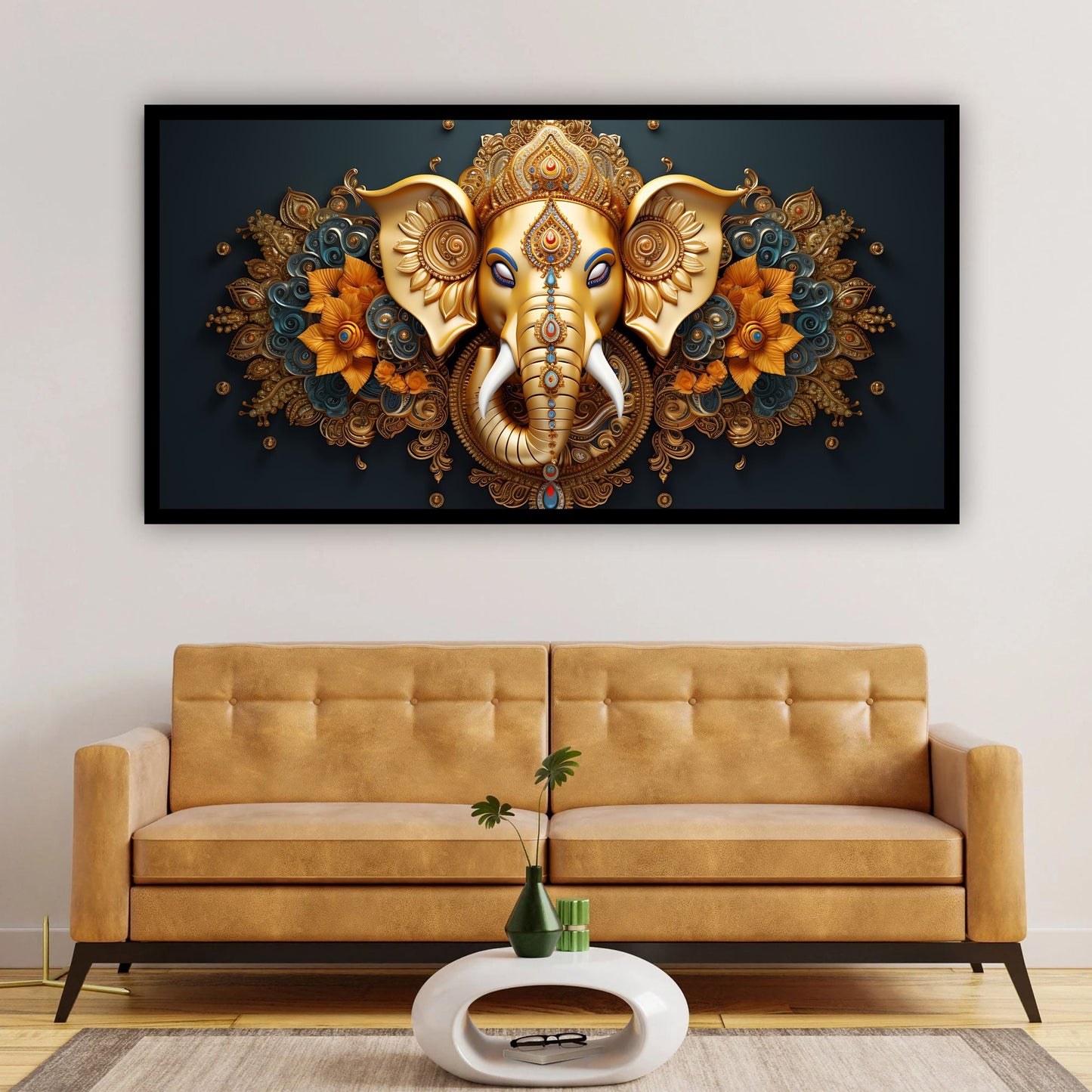 Lord Ganesha Wall Art | Premium Spiritual Paintings by Canvas Myntra