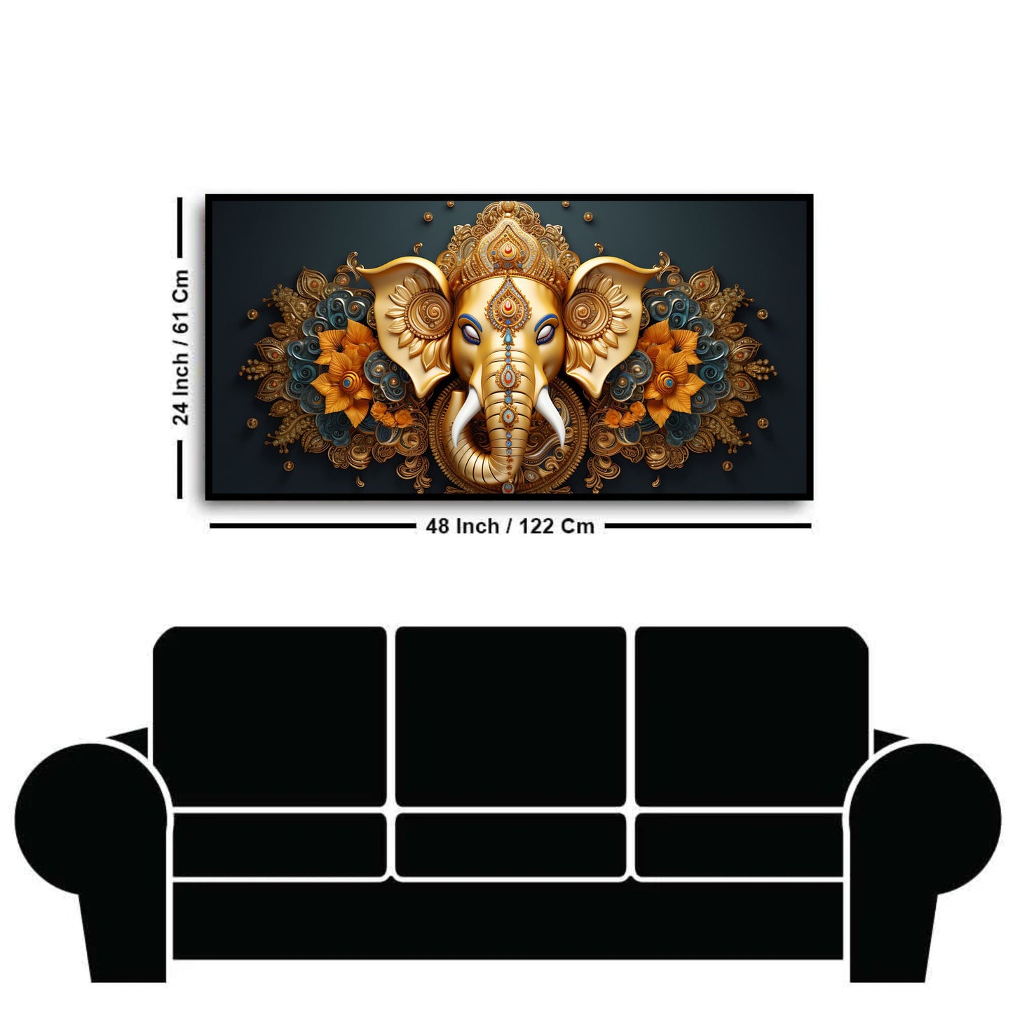 Lord Ganesha Wall Art | Premium Spiritual Paintings by Canvas Myntra