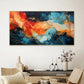 Canvas Myntra abstract-painting-blue-orange-swirl-with-gold Wall Painting for Living Room, Bedroom, Office.