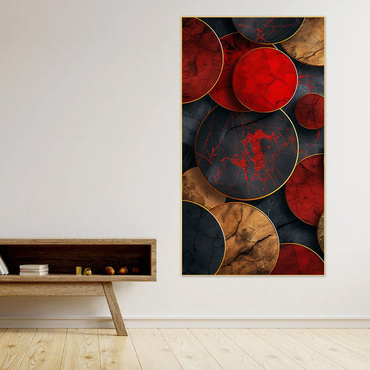 Series Circles with Red Black Canvas Wall Painting | Modern Abstract Art for Stylish Interiors