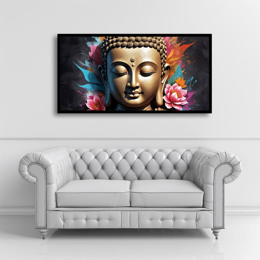 Elegant Gautam Buddha Tranquil Wall Painting | Serene Zen Art for Home Décor