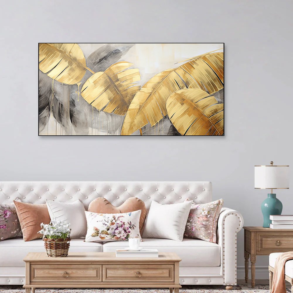 Canvas Myntra abstract-art-restore-ancient-ways-nostalgia-golden-touch Wall Painting for Living Room, Bedroom, Office.