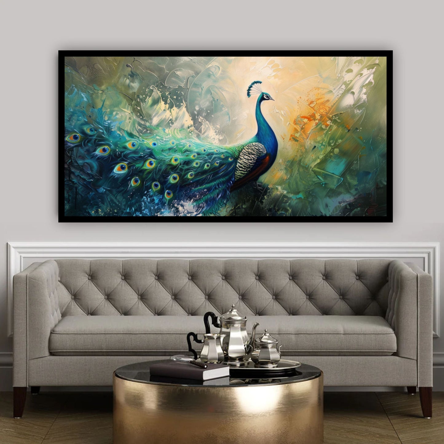 Peacock Wall Painting | Tranquil Home Decor by Canvas Myntra