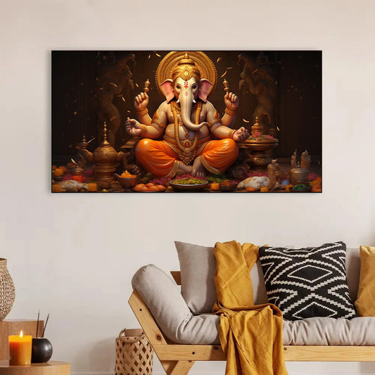 The Essence of Ganesha | A Beautiful Canvas Painting to Enrich Your Living Space | Canvas Wall Painting for Living Room, Bedroom, Office.