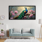 Elegant Peacock Painting with Pink Flowers | Perfect Wall Art for Meditation Spaces