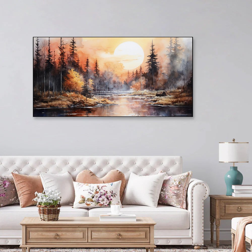 Canvas Myntra beautiful-painting- Sunrise Serenity Wall Painting for Living Room, Bedroom, Office.