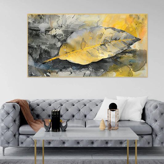 Geometric Elegance | Gold and Grey Abstract Canvas Art for Every Room