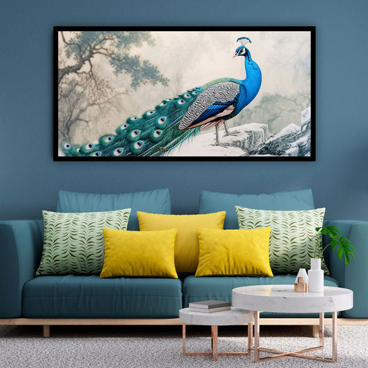 Serene Peacock Painting | Add Tranquility to Your Home by Canvas Myntra