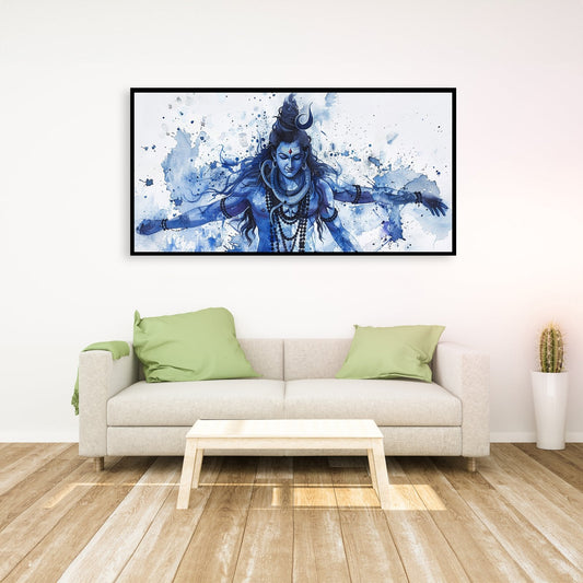 Art of Devotion | Hand-Drawn Watercolor Shiva Canvas Artwork for Uplifting Spaces in Your Home to Elevate Your Decor