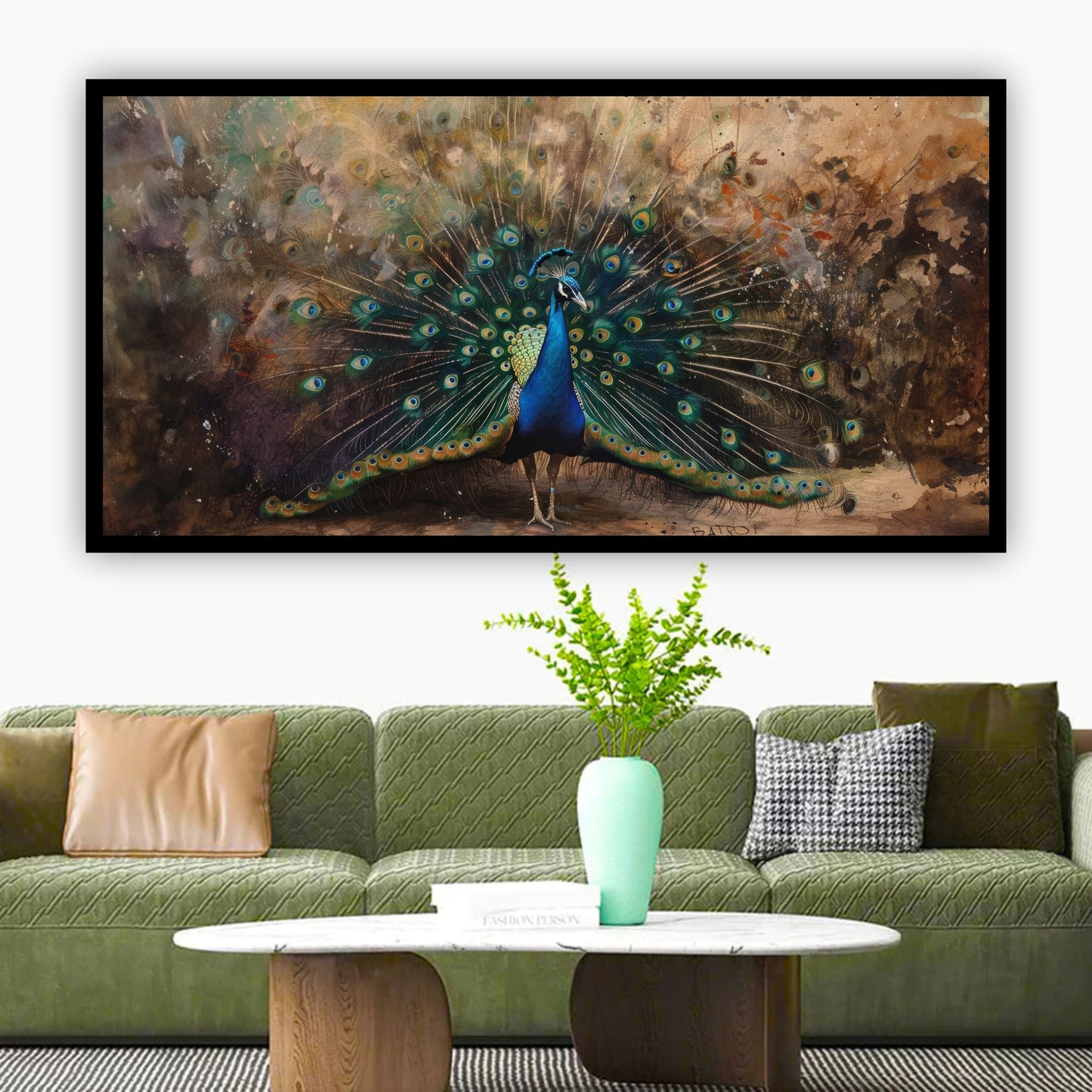 Decorative Peacock Painting | Tranquil Zen Wall Art for Serene Interiors by Canvas Myntra