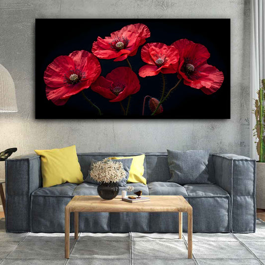 Vibrant Red Botanical Flower Wall Art Painting | Nature Lover’s Choice