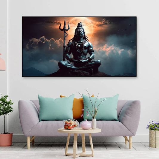 Canvas Myntra | Celestial Serenity | Shiva Under the Moon Canvas Art