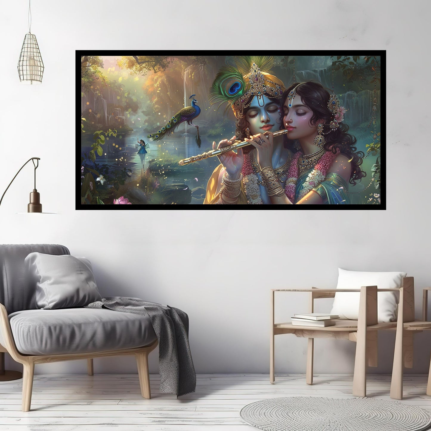 Radha Krishna Wall Painting | Tranquil Home Decor by Canvas Myntra