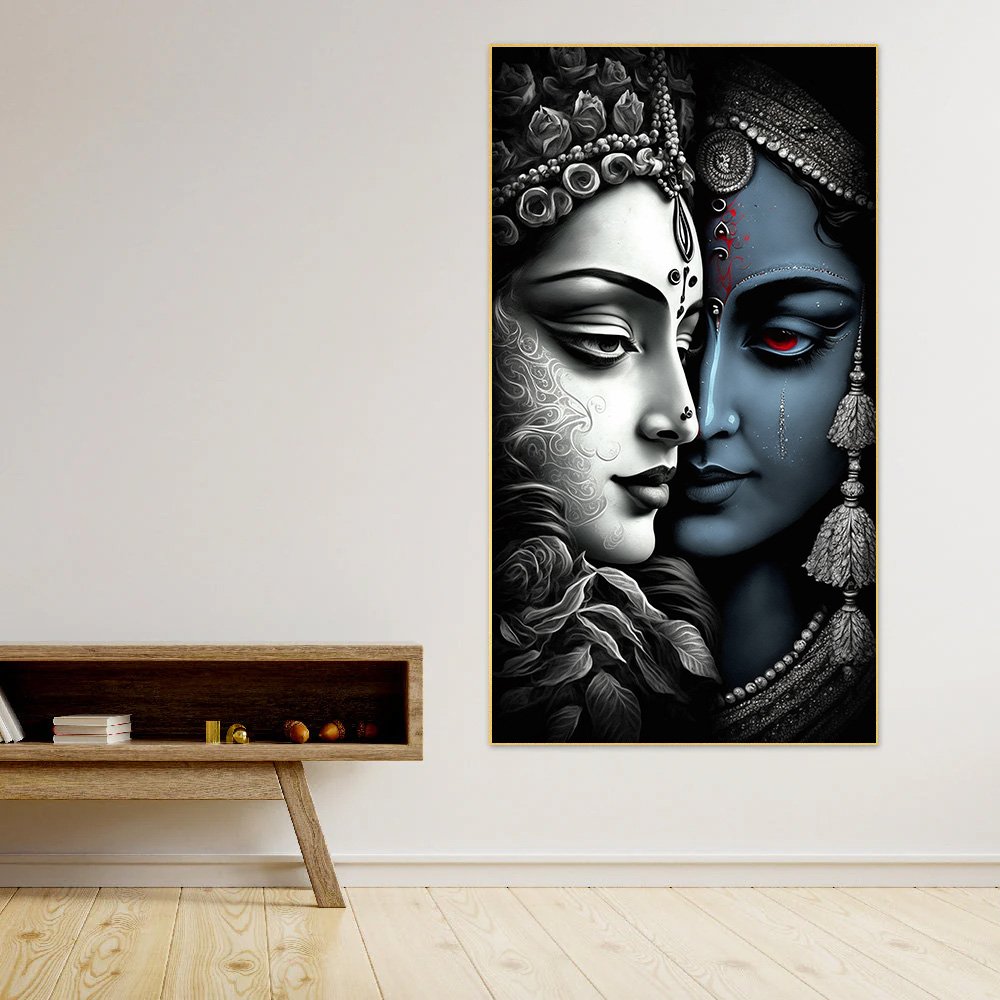 Canvas Myntra Shree Krishna Radha Illustration Canvas Wall Painting | Spiritual Home Decor for Tranquil Spaces