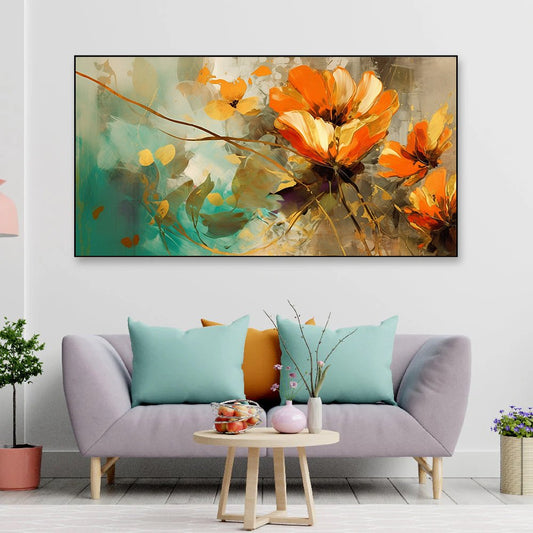 Textured Beauty | Gold-Touched Plant & Flower Canvas for Every Setting | Wall Painting