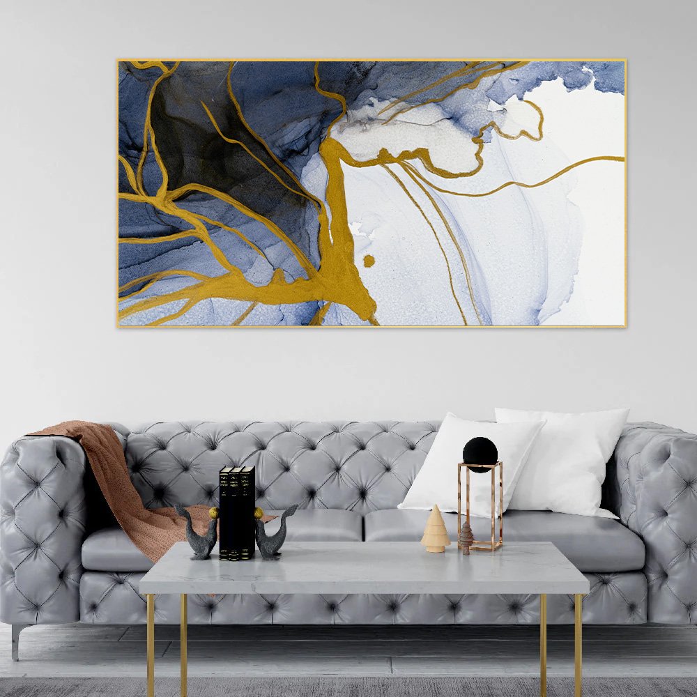 Artistic Flow | Marble Ink Abstract Painting for Living, Bedroom & Office