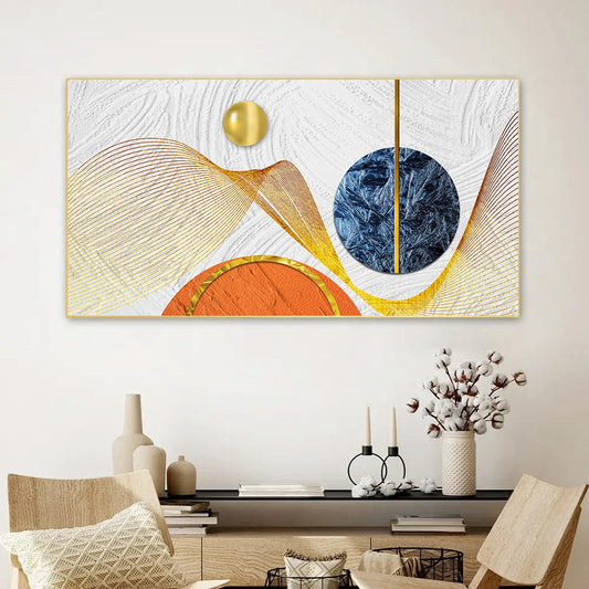 Canvas Myntra abstract-art-golden-wallpaper-carpet-banners-painting-fashion-modern-art-wall for Living Room, Bedroom, Office.