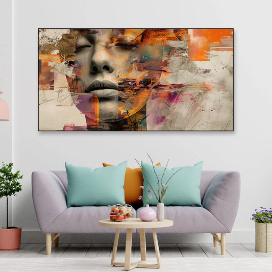 Canvas Myntra Watercolor Wall Painting | Relaxing Young Woman Portrait