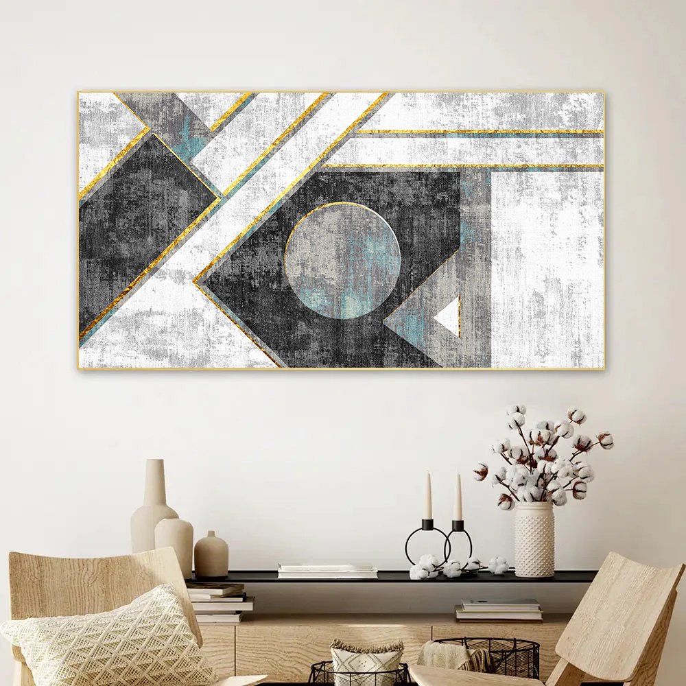 Canvas Myntra abstract-geometry-illustrations-gold-element-modern-art-fashion-wall Wall Painting for Living Room, Bedroom, Office.