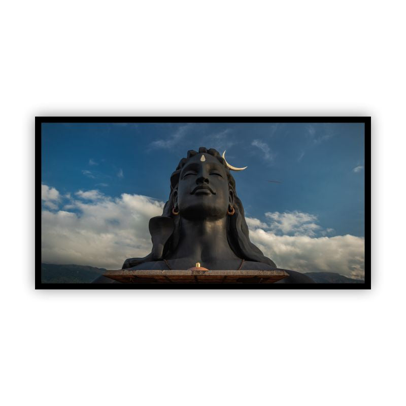 Divine Lord Shiva Adiyogi Wall Painting | Sky View Spiritual Canvas Art for Meditation & Home Décor