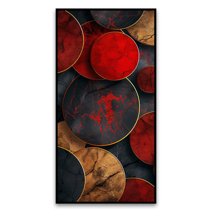 Series Circles with Red Black Canvas Wall Painting | Modern Abstract Art for Stylish Interiors